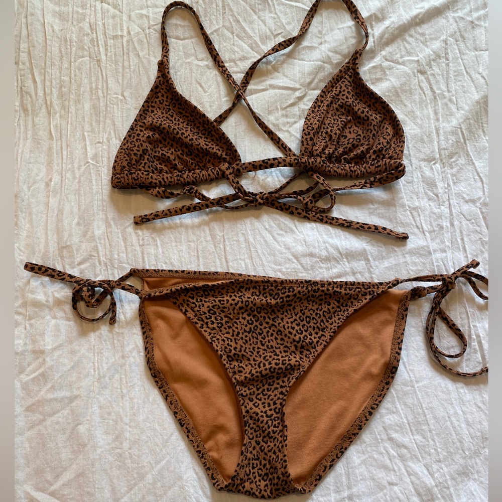 Cheetah print string bikini